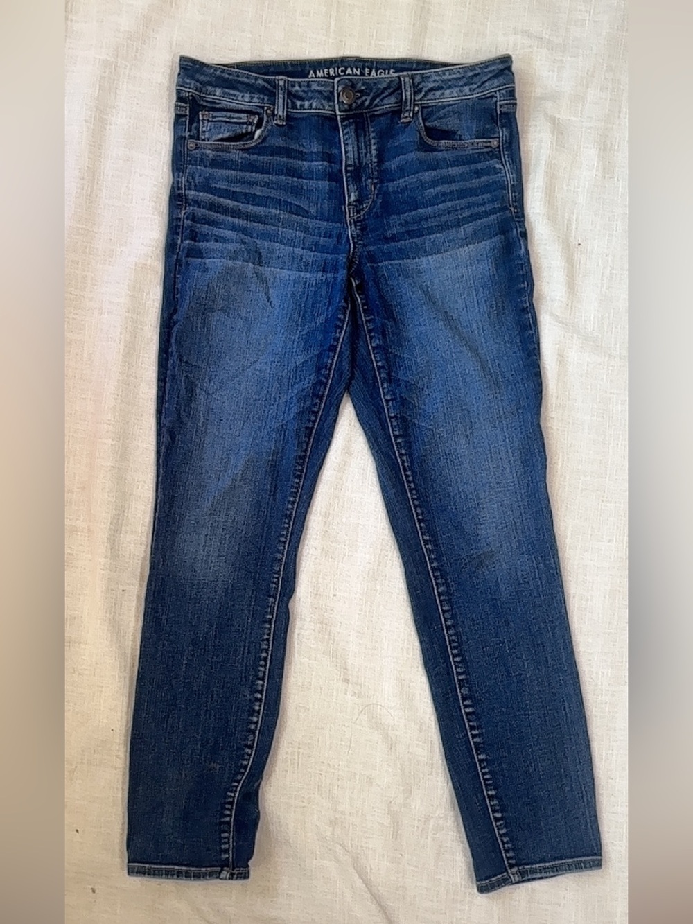 American Eagle Outfitters Women's Dark Blue High-Rise Skinny Jeans - Picture 3 of 9